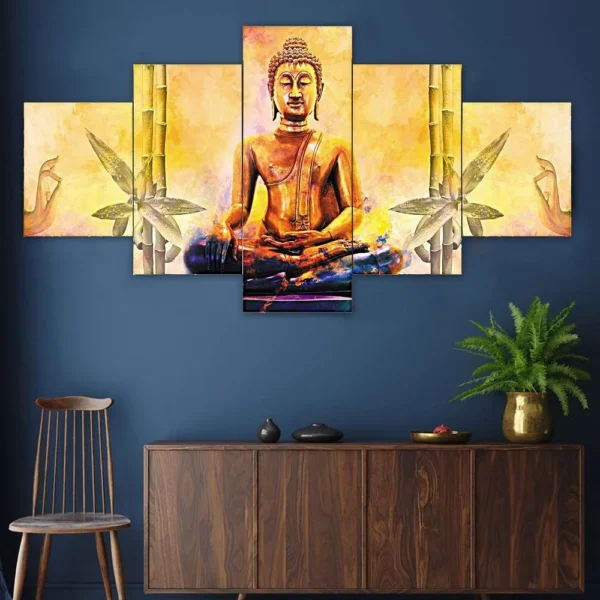 Buddha set of 5 framed 24×50″ wall paintings to Decor Home Hotel Office B11