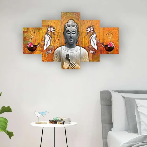 Buddha set of 5 framed 24×50″ wall paintings to Decor Home Hotel Office B13