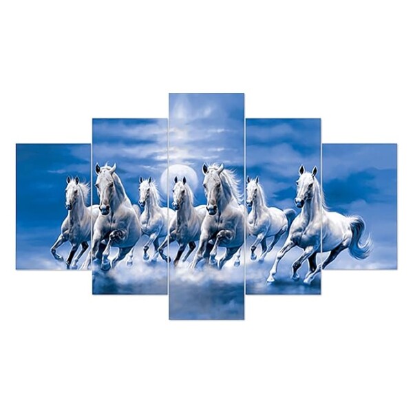 Decor Home Seven Horses 17x30in Wall Painting for Hotel | Office | Living Room-H17570 Decor Home Seven Horses 17x30in Wall Painting for Hotel | Office | Living Room-H17570