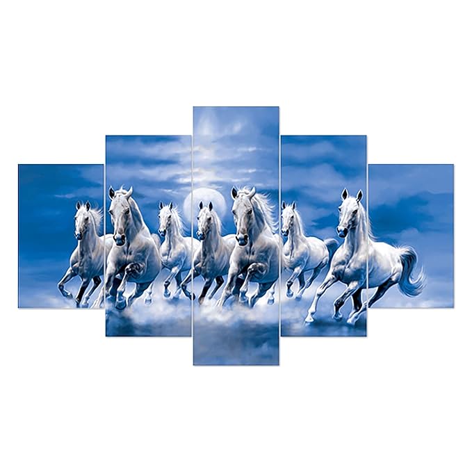 Decor Home Seven Horses 17x30in Wall Painting for Hotel | Office | Living Room-H17570 Decor Home Seven Horses 17x30in Wall Painting for Hotel | Office | Living Room-H17570