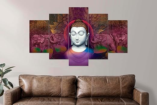 Buddha set of 5 framed 17×30″ wall paintings to Decor Home Hotel Office B17559 Buddha Framed Wall Painting
