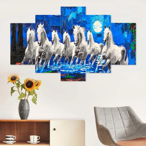 Decor Home Horses 24x50in Wall Painting for Hotel | Office | Living Room-H3