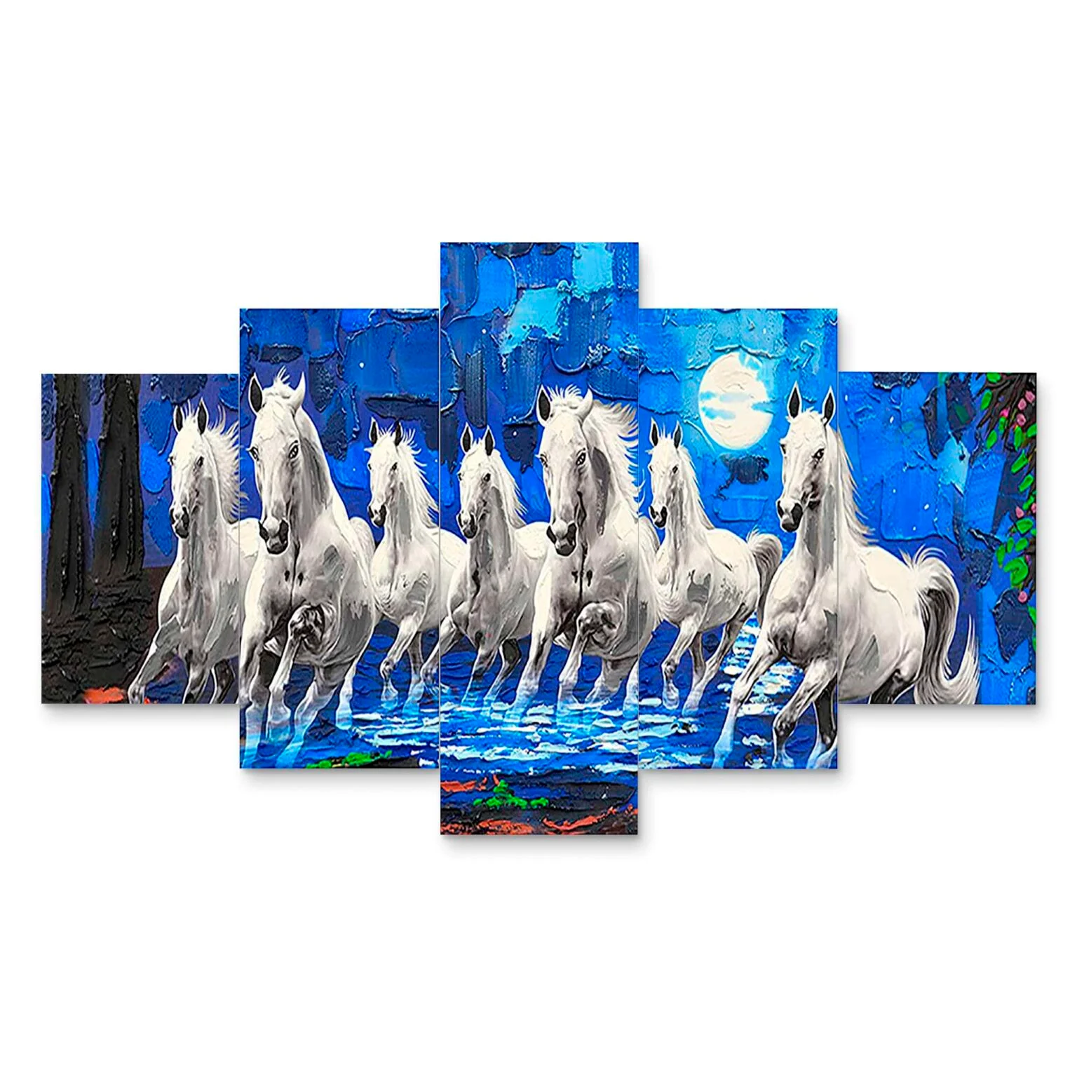 Decor Home Horses 24x50in Wall Painting for Hotel | Office | Living Room-H3