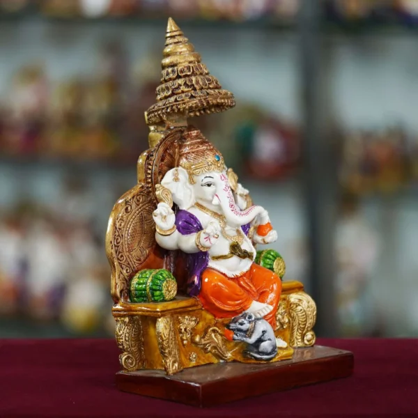 Decor Home Marble Dust Ganesha ji Statue | multicolor | 25x15cm Art-MG3