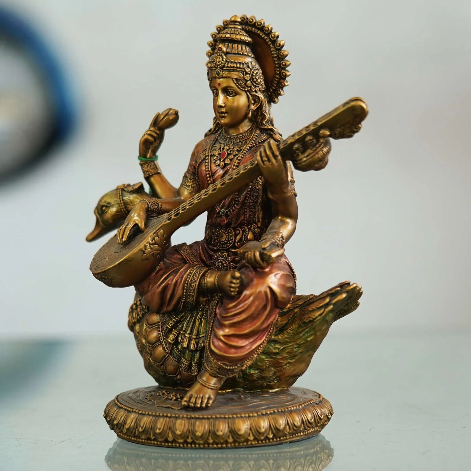 Bronze Mata Saraswati ji idol to decorate Home Hotel Office Garden BZ-SRWT1