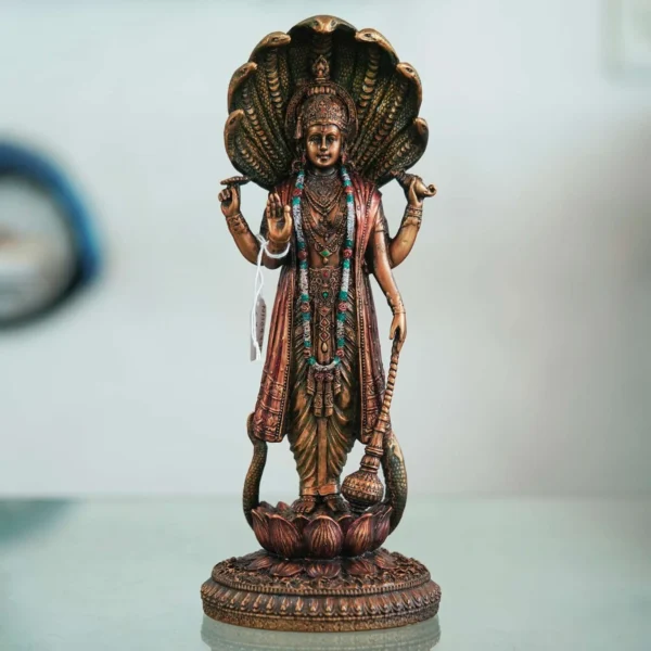 13x13cm Bronze Lord Vishnu Idol to Decorate Home Office Living Room BZ-VSN1