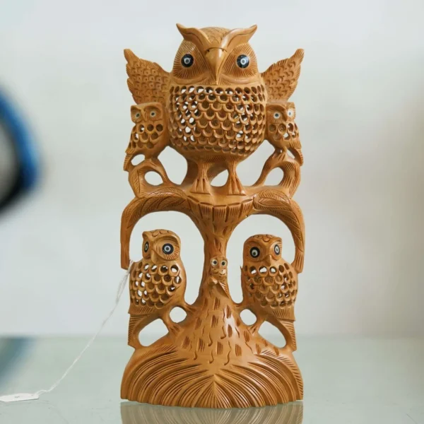 Decor Home Handcrafted Wooden Owl Stand ideal for office living area-W-OWL1