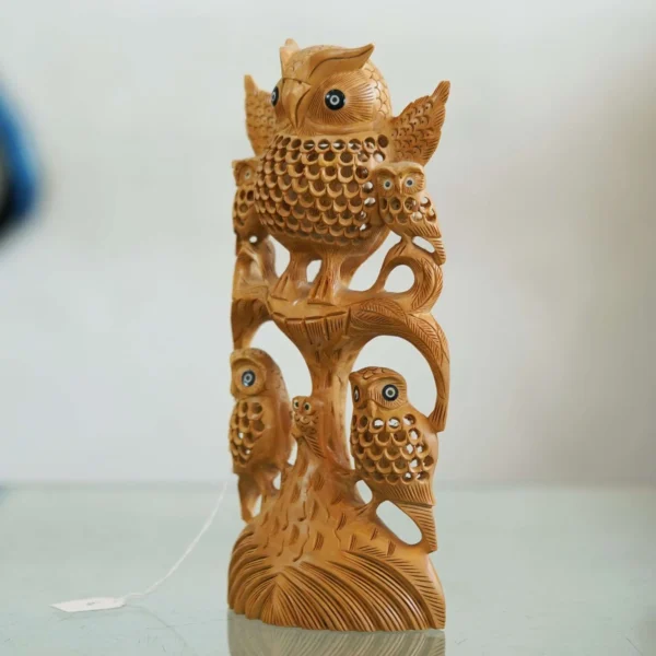 Decor Home Handcrafted Wooden Owl Stand ideal for office living area-W-OWL1