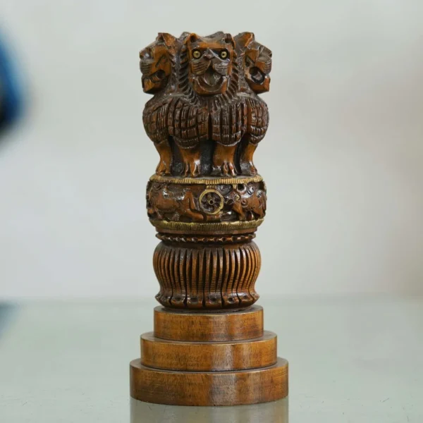 Handcrafted Wooden Ashoka Pillar Replica for Hotel office living room W-AP2