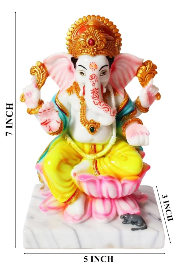 Decor Home Marble Laxmi Ganesha idol|multicolor|5x3inches-MGL-01