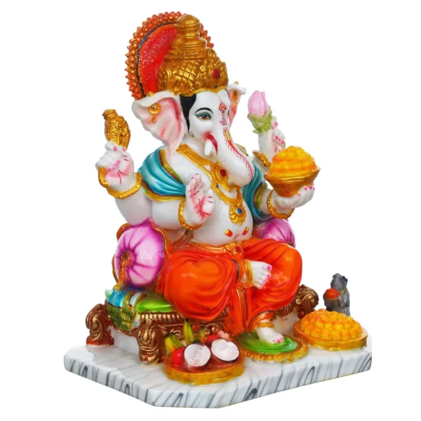 Decor Home Marble Dust Ganesha ji Statue | multicolor | 25x15cm Art-MG2