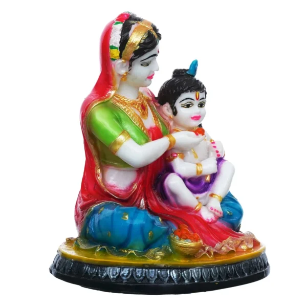 Decor Home Marble Krishna with Yashoda Statue | multicolor | 9in -MYK-1