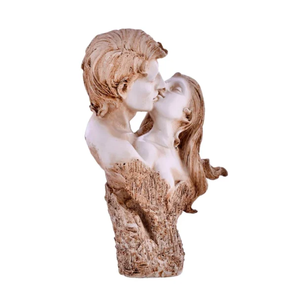 White Brown Polyresin Man-Woman Kissing Statue to Decor Home office R-CPL2