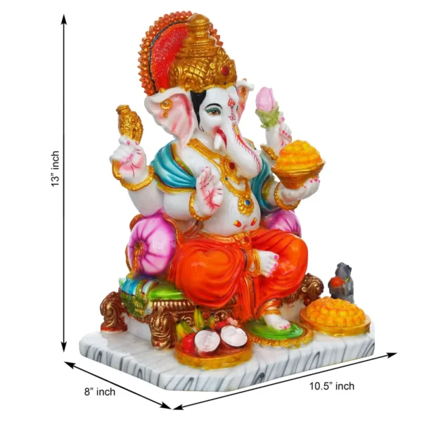 Decor Home Marble Dust Ganesha ji Statue | multicolor | 25x15cm Art-MG2