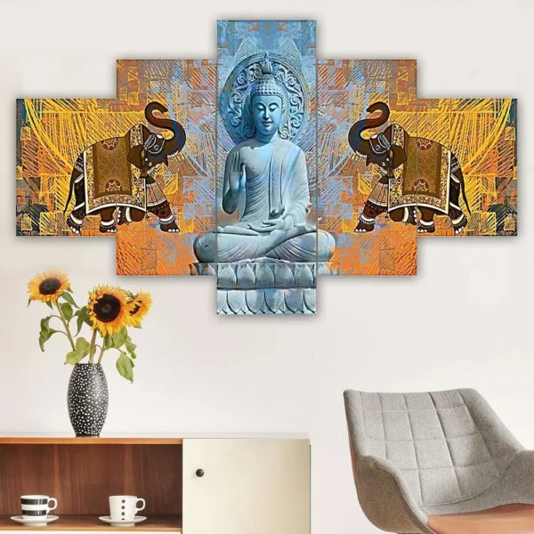 Buddha set of 5 framed 24×50″ wall paintings to Decor Home Hotel Office B12