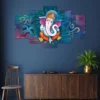 Decor Home Craft Sentence with product name: A colorful, multi-panel Decor Home Ganesha 24x50in Wall Painting for Hotel | Office | Living Room.