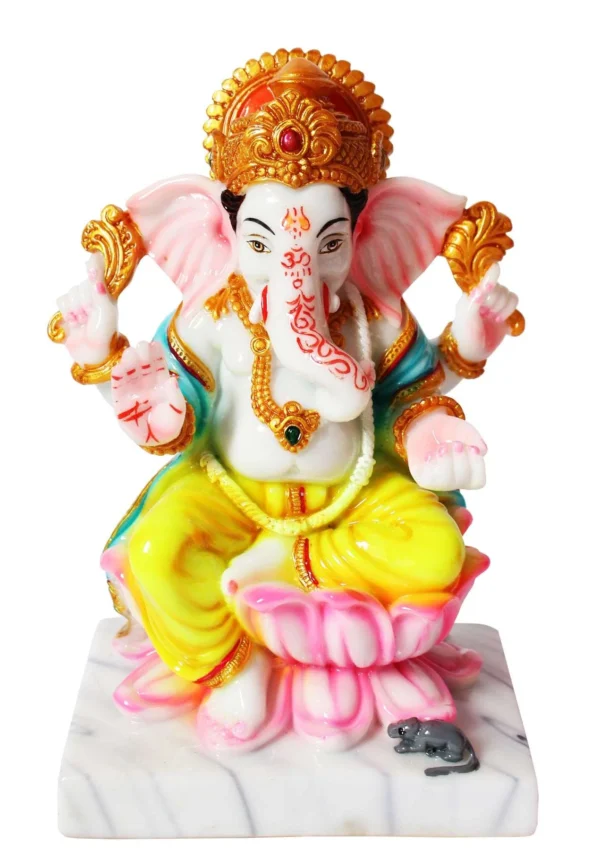 Decor Home Marble Laxmi Ganesha idol|multicolor|5x3inches-MGL-01