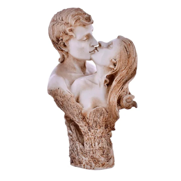 White Brown Polyresin Man-Woman Kissing Statue to Decor Home office R-CPL2