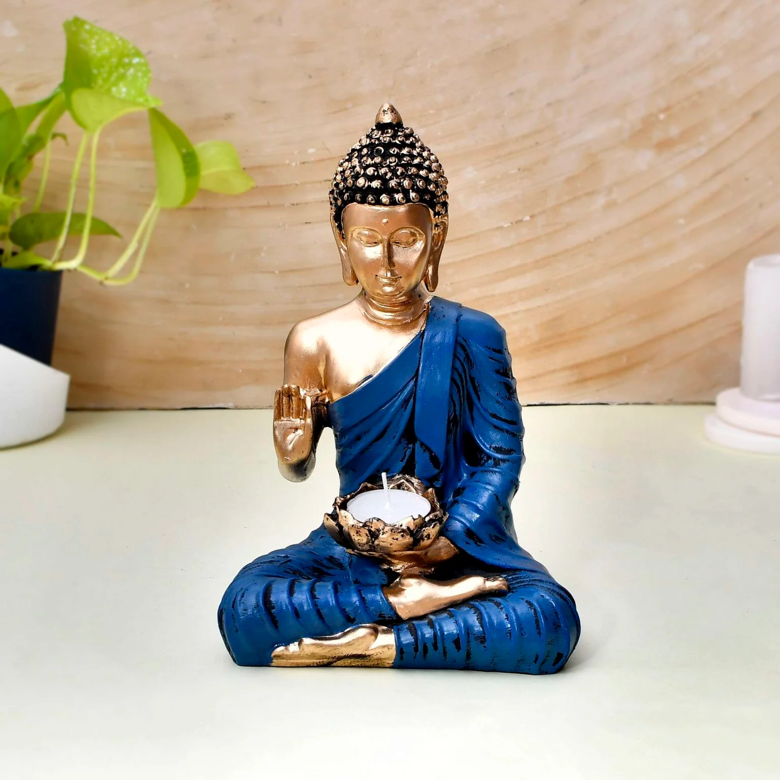 Polyresin 27x27cm Sitting Buddha idol for Home Hotel Garden Office R-B2