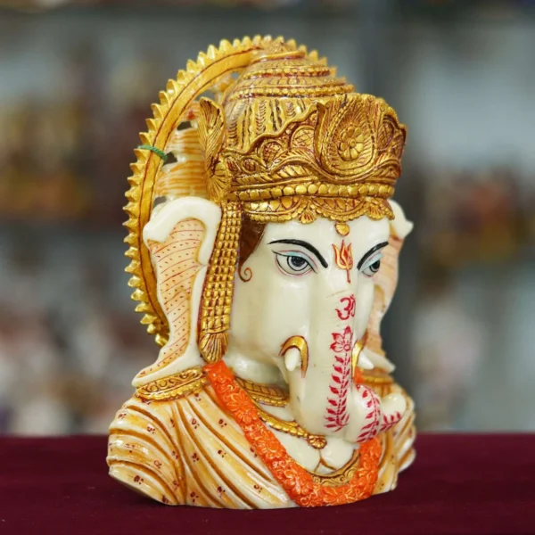 Decor Home Marble Dust Ganesha Face Statue | multicolor | 25x15cm Art-MG4