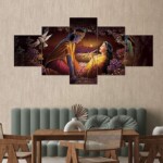 Decor Home Krishna 24x50in Wall Painting for Hotel | Office | Living Room Office RK17546 Radha Krishna wall painting