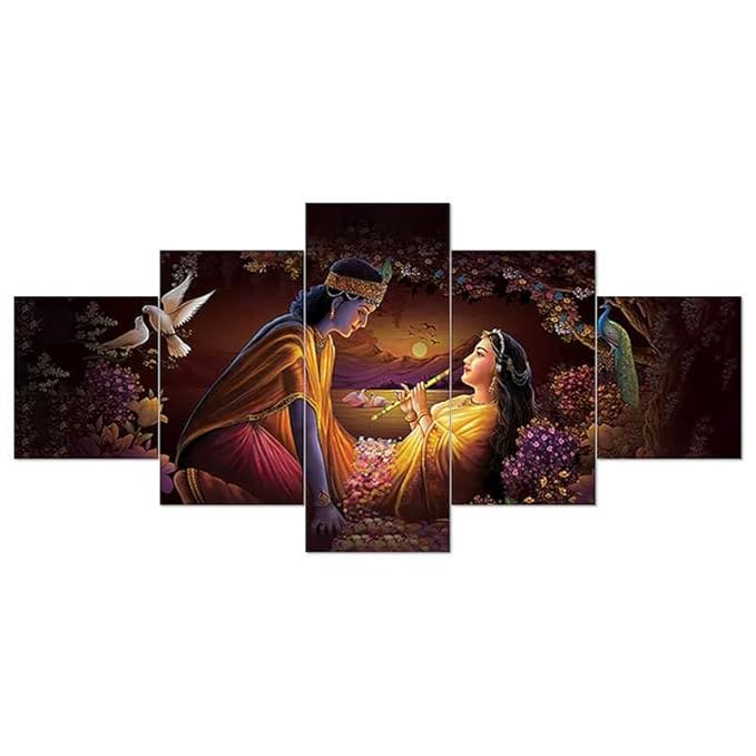 Decor Home Krishna 24x50in Wall Painting for Hotel | Office | Living Room Office RK17546 Decor Home Krishna 24x50in Wall Painting for Hotel | Office | Living Room Office RK17546