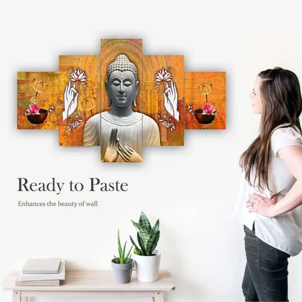 Buddha set of 5 framed 24×50″ wall paintings to Decor Home Hotel Office B13