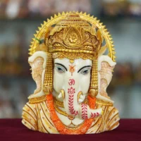 Decor Home Marble Dust Ganesha Face Statue | multicolor | 25x15cm Art-MG4