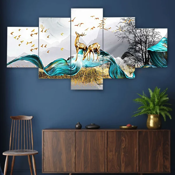 Modern Art Wall Painting 25×50″ set of 5 painting for Home Office Gift-RK41