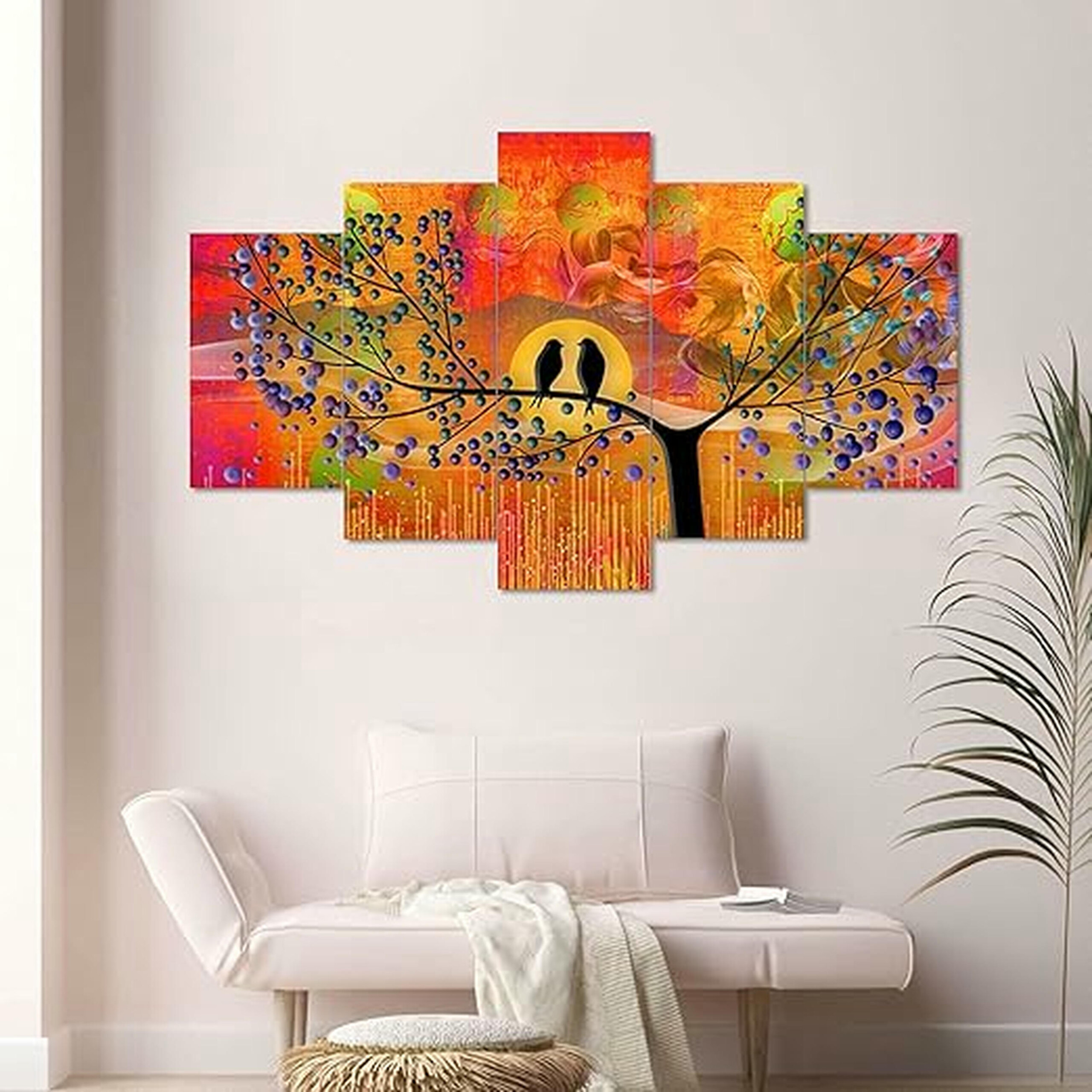 Decor Home Bird Pair 17x30in Wall Painting for Hotel | Office | Living Room-Bd17582 Decor Home Bird Pair 17x30in Wall Painting for Hotel | Office | Living Room-Bd17582