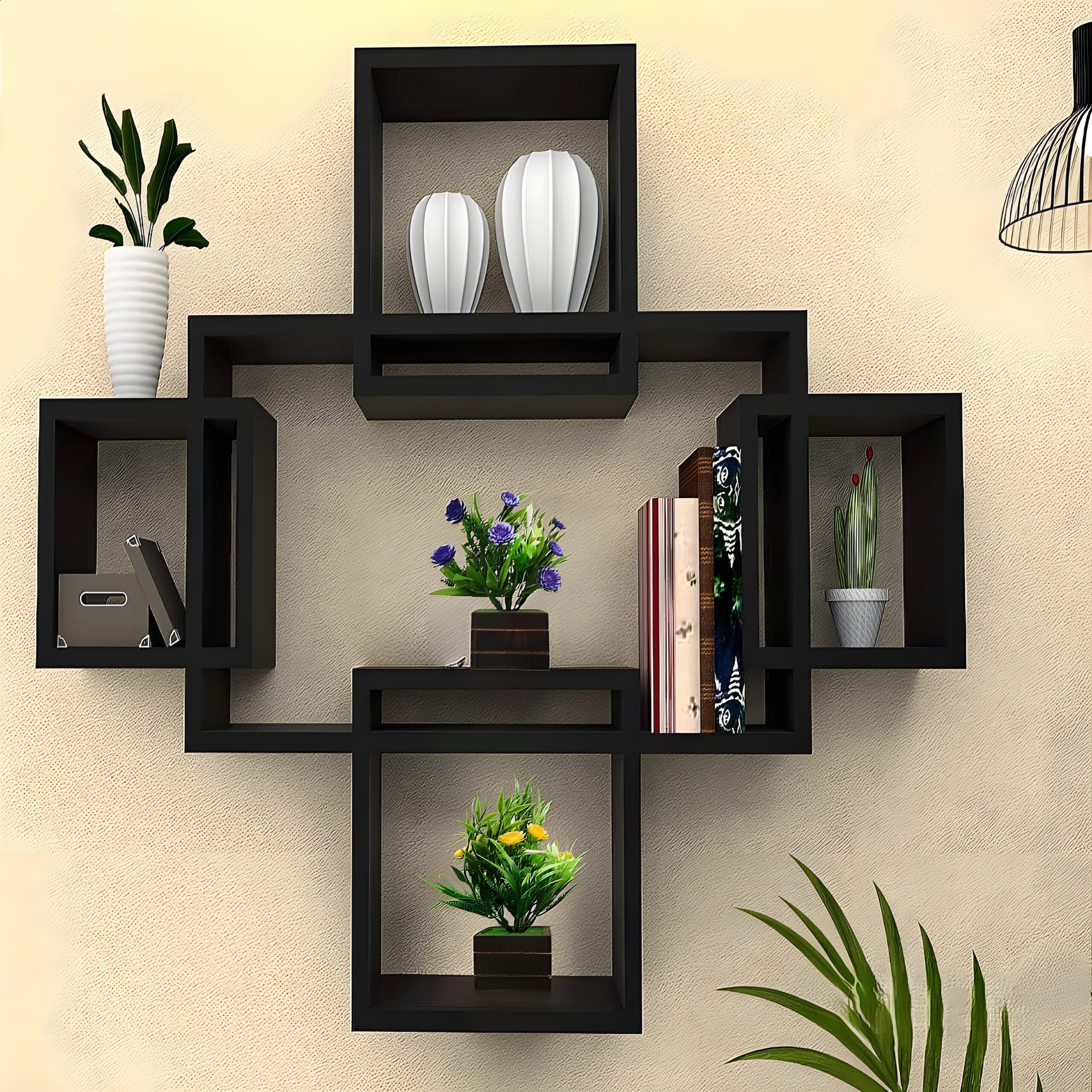 Artificial Flower Plant with Blooms in Wooden Pot – Vivid Faux Greenery for Home, Office, Living Room, or Gift Décor (8 in, 20.32 cm | Yellow | Purple Color) Premium Artificial plant with wooden pot