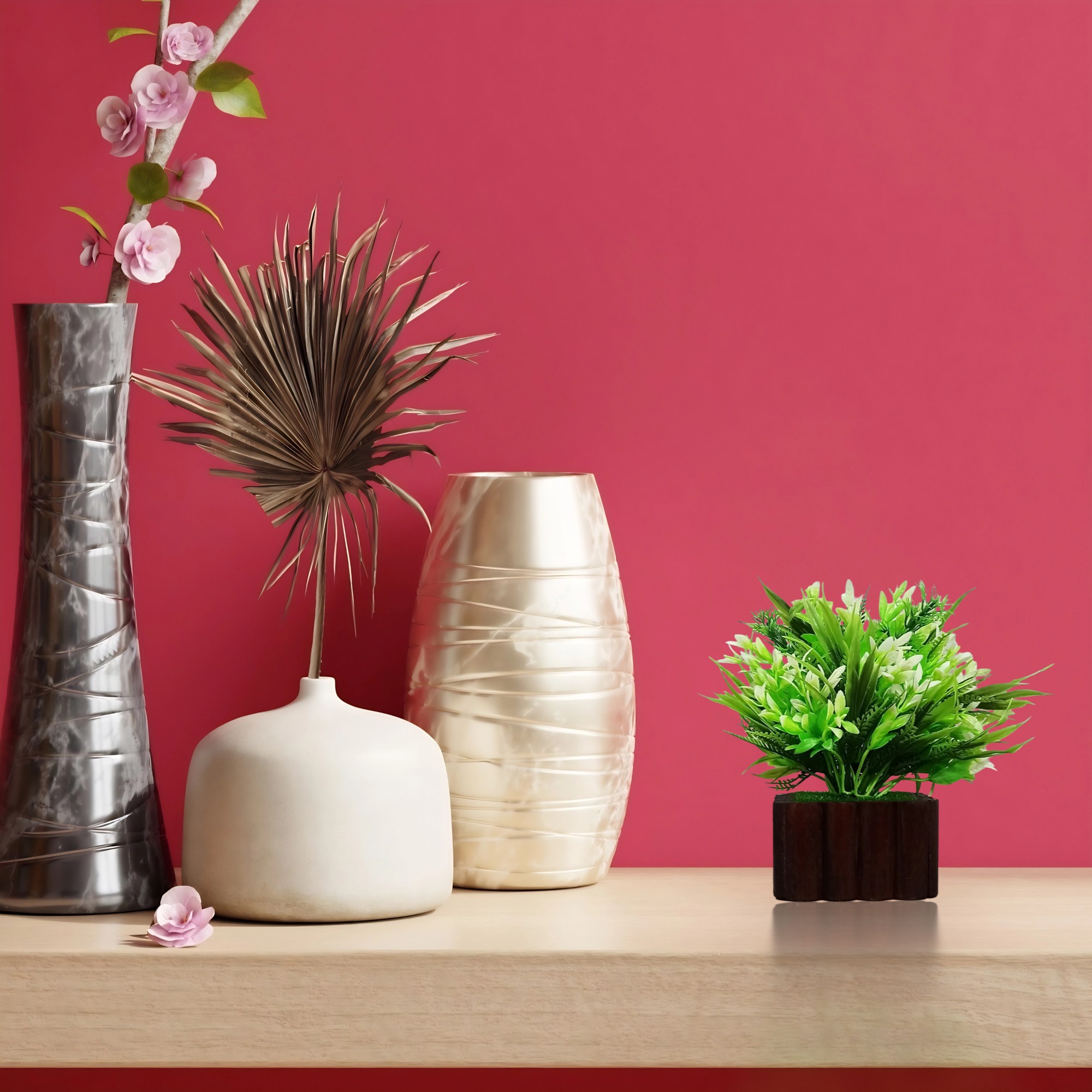 Decor Home Craft Table Top | Home | Shop | Office | Gifting Premium Wild Artificial Plastic Plant with Wooden Pot (17.78 Cm | White-Green Color) Decor Home Craft Table Top | Home | Shop | Office | Gifting Premium Wild Artificial Plastic Plant with Wooden Pot (17.78 Cm | White-Green Color)