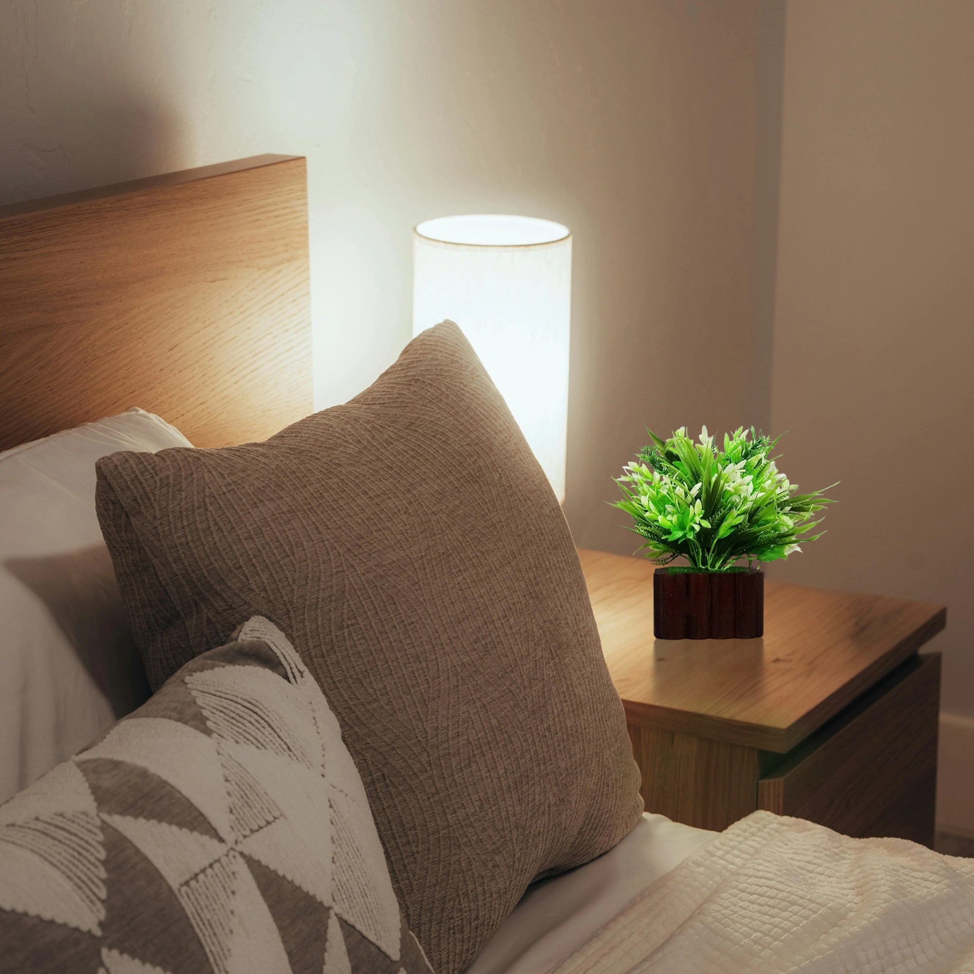 Decor Home Craft Table Top | Home | Shop | Office | Gifting Premium Wild Artificial Plastic Plant with Wooden Pot (17.78 Cm | White-Green Color) Decor Home Craft Table Top | Home | Shop | Office | Gifting Premium Wild Artificial Plastic Plant with Wooden Pot (17.78 Cm | White-Green Color)