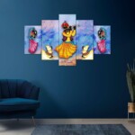 Decor Home Krishna 24x50in Wall Painting for Hotel | Office | Living Room Office RK17592 Folk Radha Krishna wall painting
