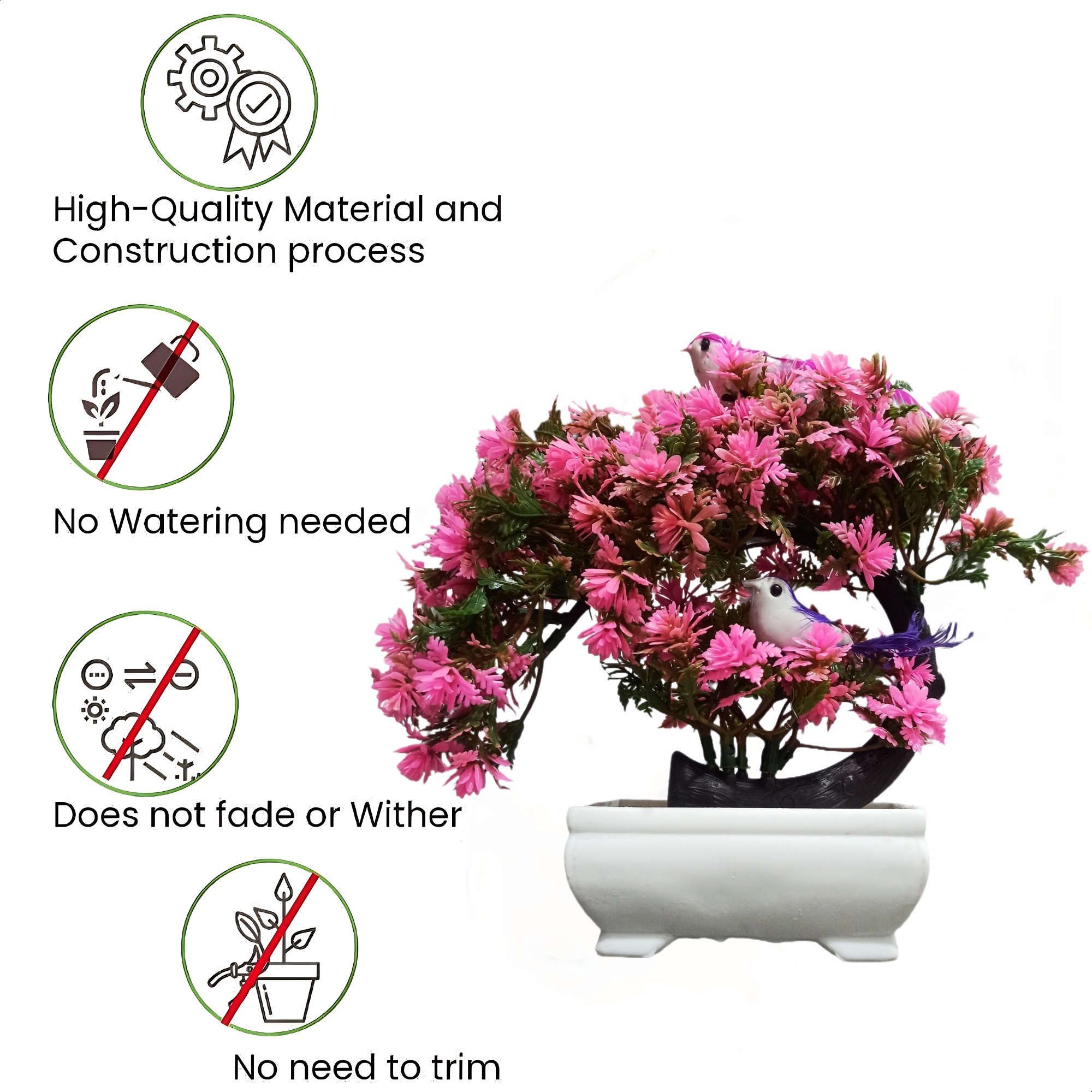 Decor Home Craft 1 Pc C-Type Designer Garden Artificial Bonsai Tree with Pot for Room , Living Room , Office, Table Decoration (8 inch | Pink) Decor Home Craft 1 Pc C-Type Designer Garden Artificial Bonsai Tree with Pot for Room , Living Room , Office, Table Decoration (8 inch | Pink)