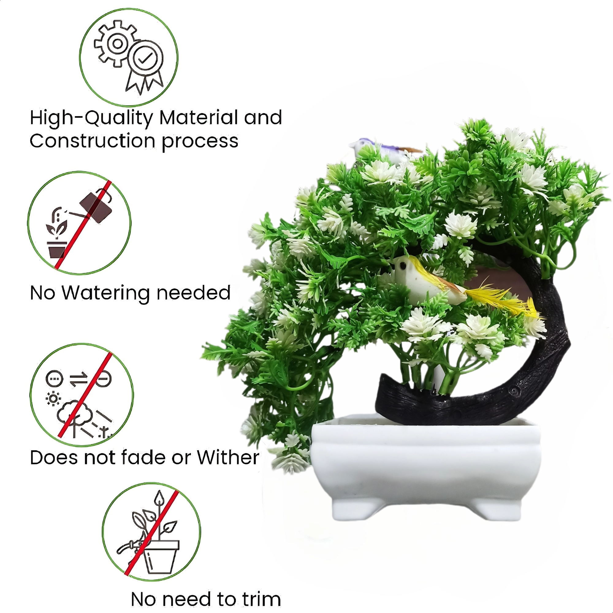 Decor Home Craft 1 Pc C-Type Designer Garden Artificial Bonsai Tree with Pot for Room , Living Room , Office, Table Decoration (8 inch | Green White) Decor Home Craft 1 Pc C-Type Designer Garden Artificial Bonsai Tree with Pot for Room , Living Room , Office, Table Decoration (8 inch | Green White)