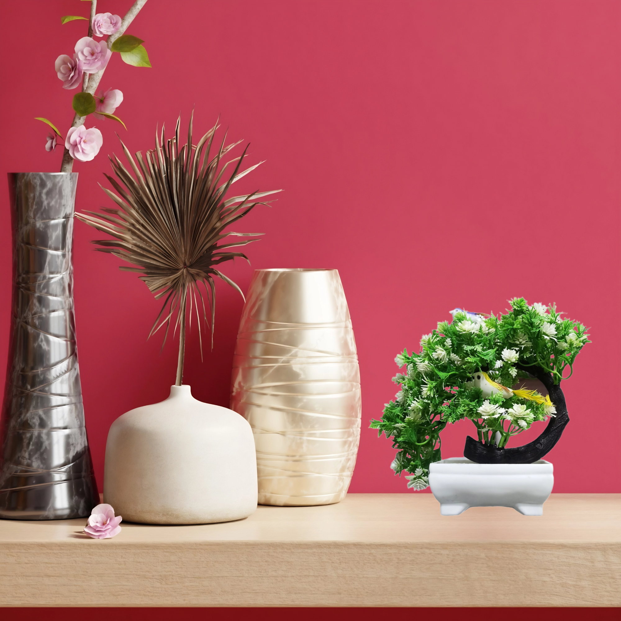 Decor Home Craft 1 Pc C-Type Designer Garden Artificial Bonsai Tree with Pot for Room , Living Room , Office, Table Decoration (8 inch | Green White) Decor Home Craft 1 Pc C-Type Designer Garden Artificial Bonsai Tree with Pot for Room , Living Room , Office, Table Decoration (8 inch | Green White)