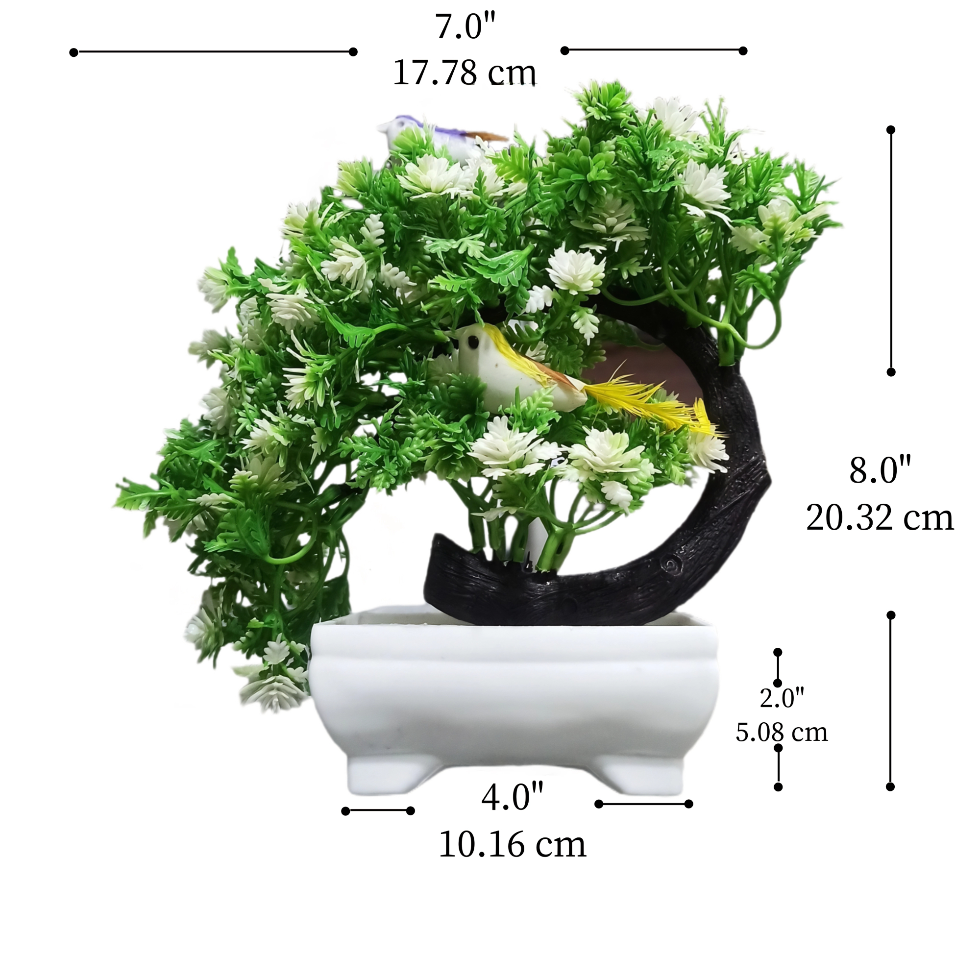Decor Home Craft 1 Pc C-Type Designer Garden Artificial Bonsai Tree with Pot for Room , Living Room , Office, Table Decoration (8 inch | Green White) Decor Home Craft 1 Pc C-Type Designer Garden Artificial Bonsai Tree with Pot for Room , Living Room , Office, Table Decoration (8 inch | Green White)